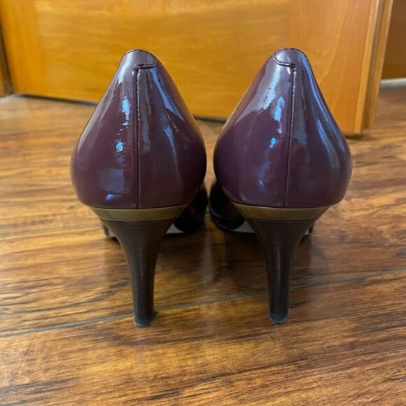 Cole Haan NikeAir Patent Purple Leather Peep Toe Stiletto Size 10 B Halloween - Picture 3 of 9